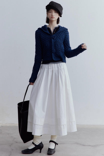Pure Cotton Layered Shirring Skirt