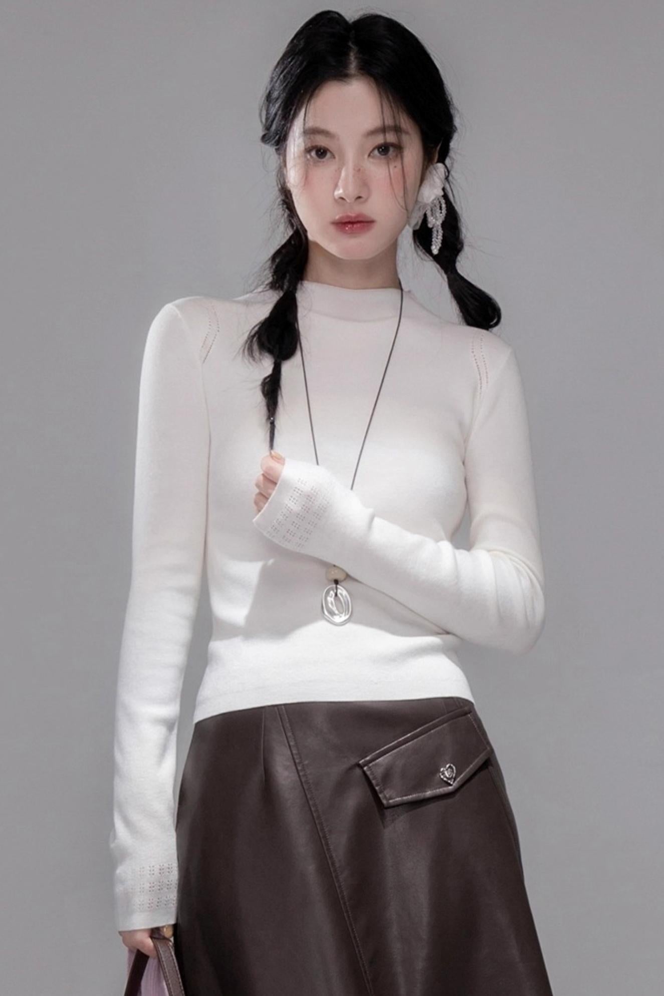 Rich and Crafty Brown Slit Leather Skirt