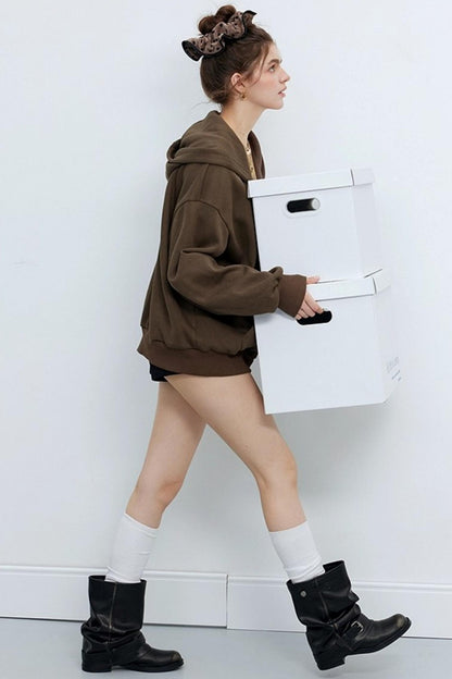 Diamond Check Hooded Cardigan