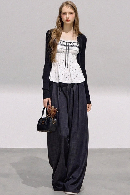 Lace Bow Polka Dot Top Set-Up