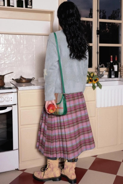 Wool Plaid A-Line Skirt