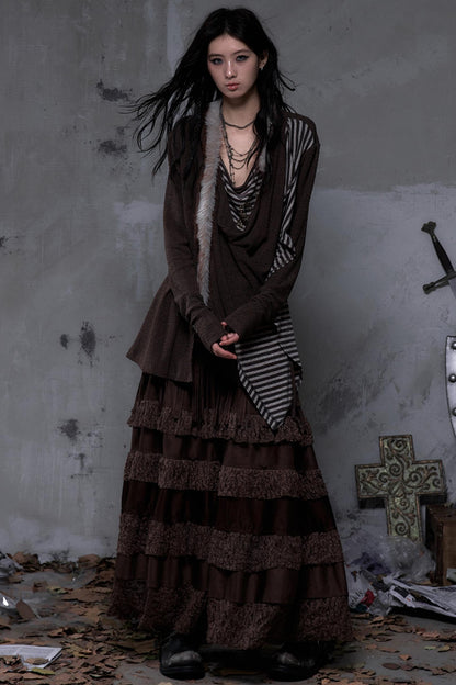 Lace Suede Tassel Skirt