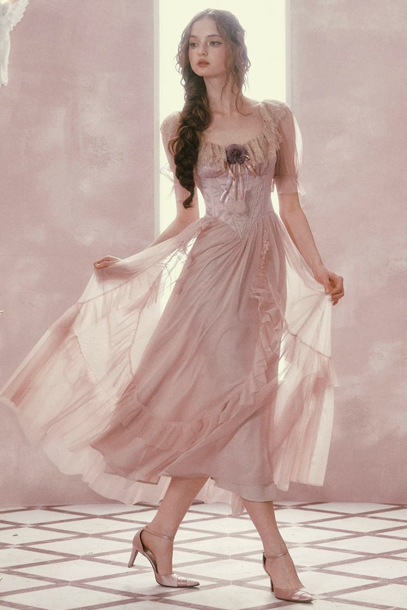 Purple Victorian Corset Mesh Dress