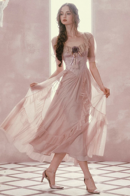 Purple Victorian Corset Mesh Dress