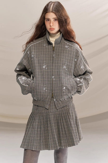 Gray Beaded Academy Jacket Set-Up