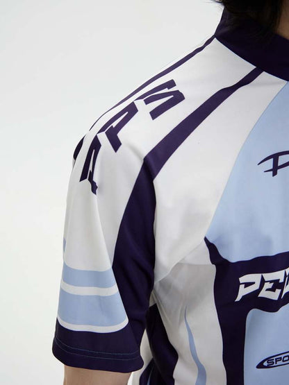 High Neck Logo Cycling Jersey Tops