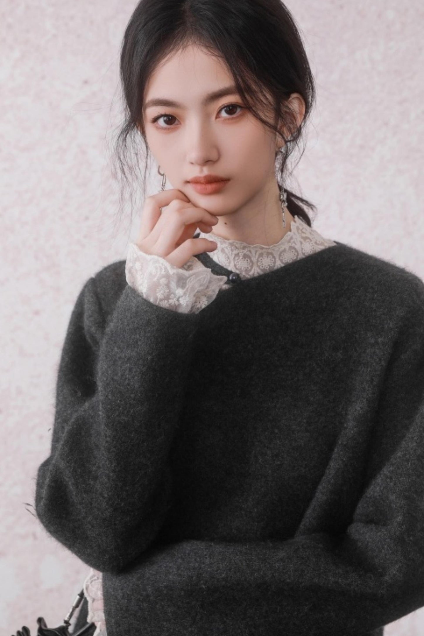 Stone Gray Rabbit Fur Top