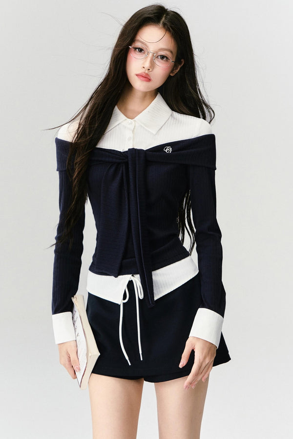 Knit Long Sleeve Slimming Top Set-Up