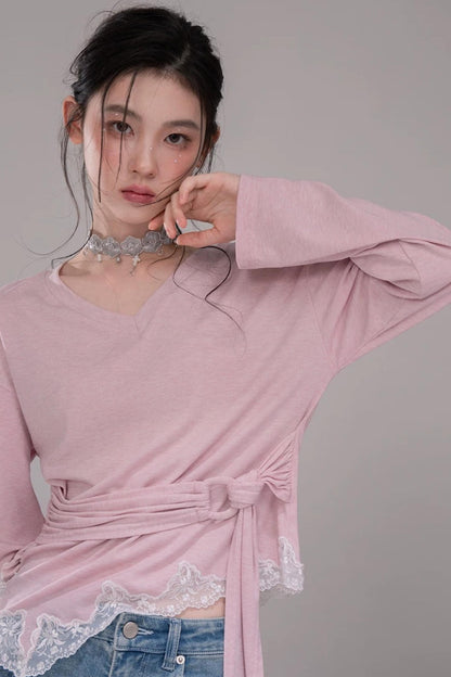 Pink Lyocell Lace Top