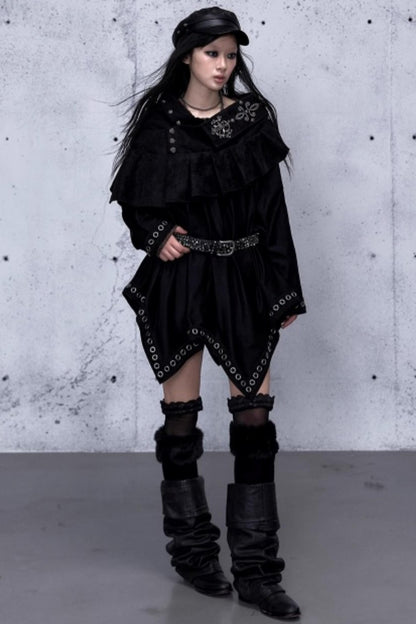 Dark Punk Patchwork Midi Skirt