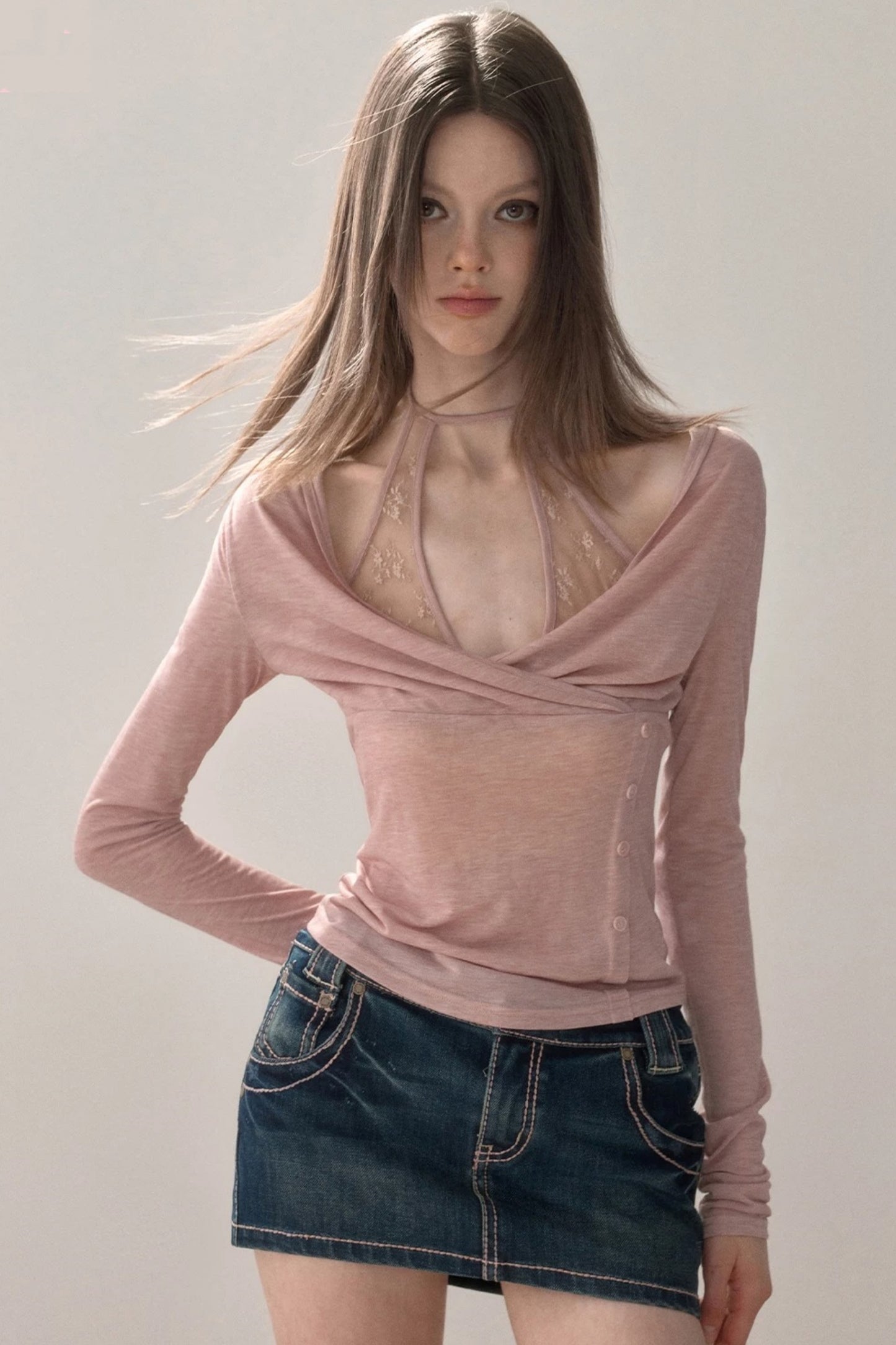 Lace Splicing Halter Top