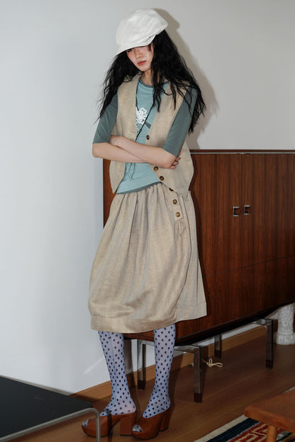 Slim Vintage Linen Layered Vest