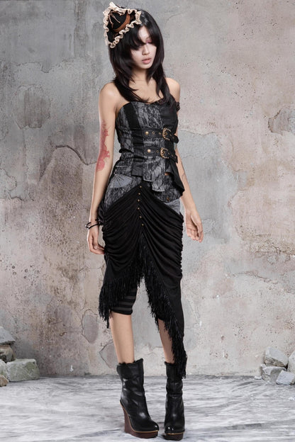 Patchwork Knit Skirt