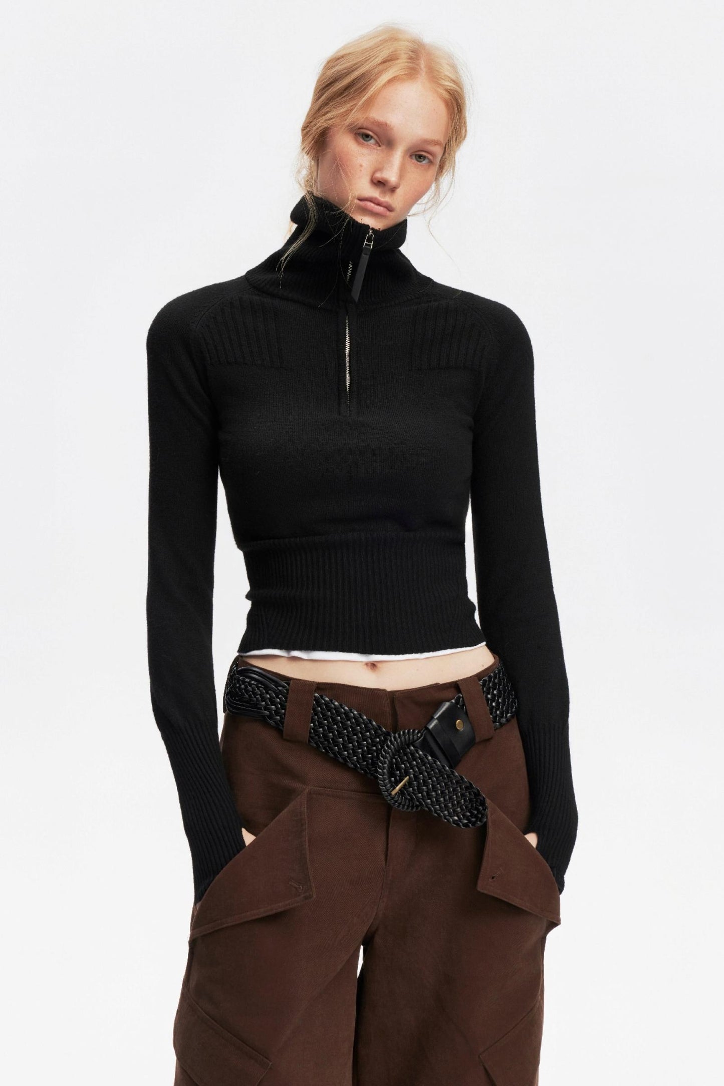 Half-High Collar Knit Top