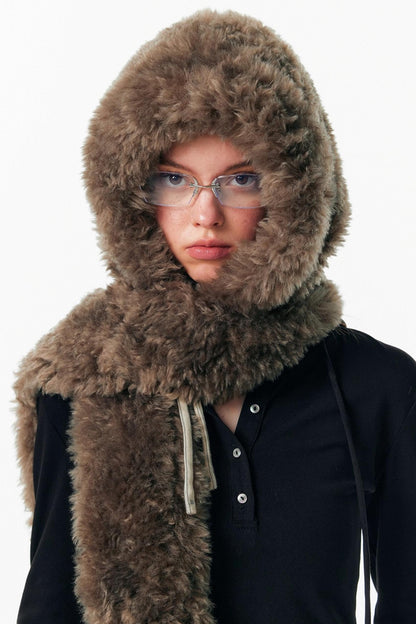 Eco-Friendly Fur Hooded Scarf