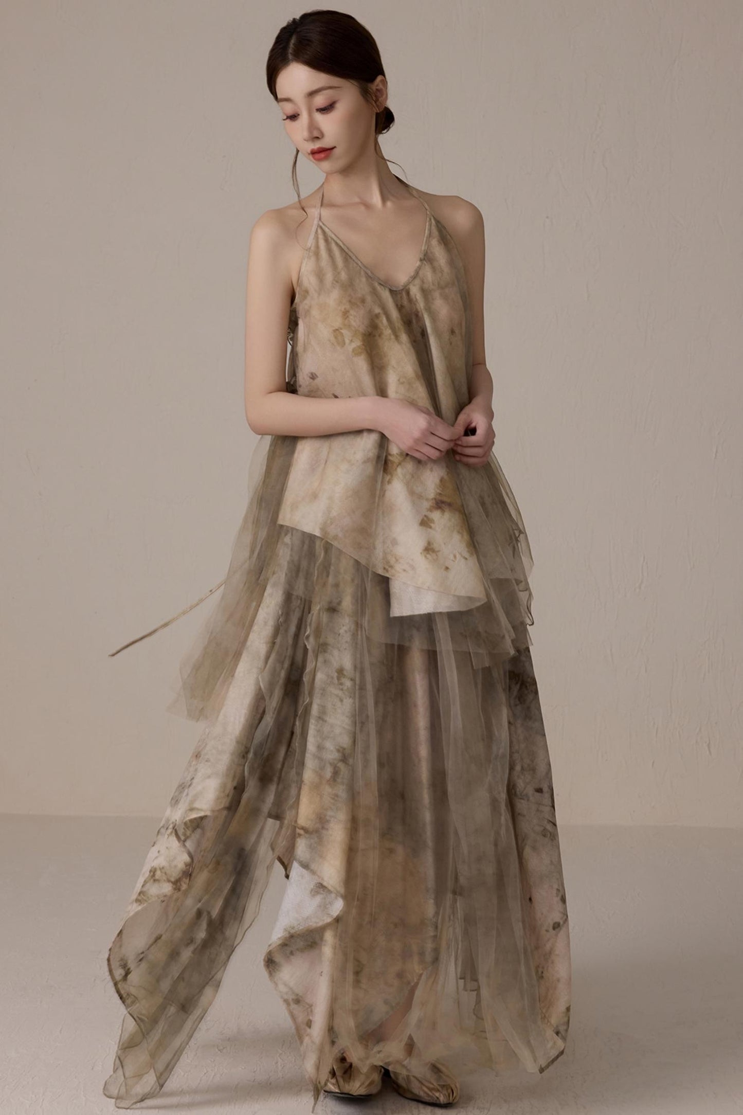 Floral Mesh Tie Neck Camisole