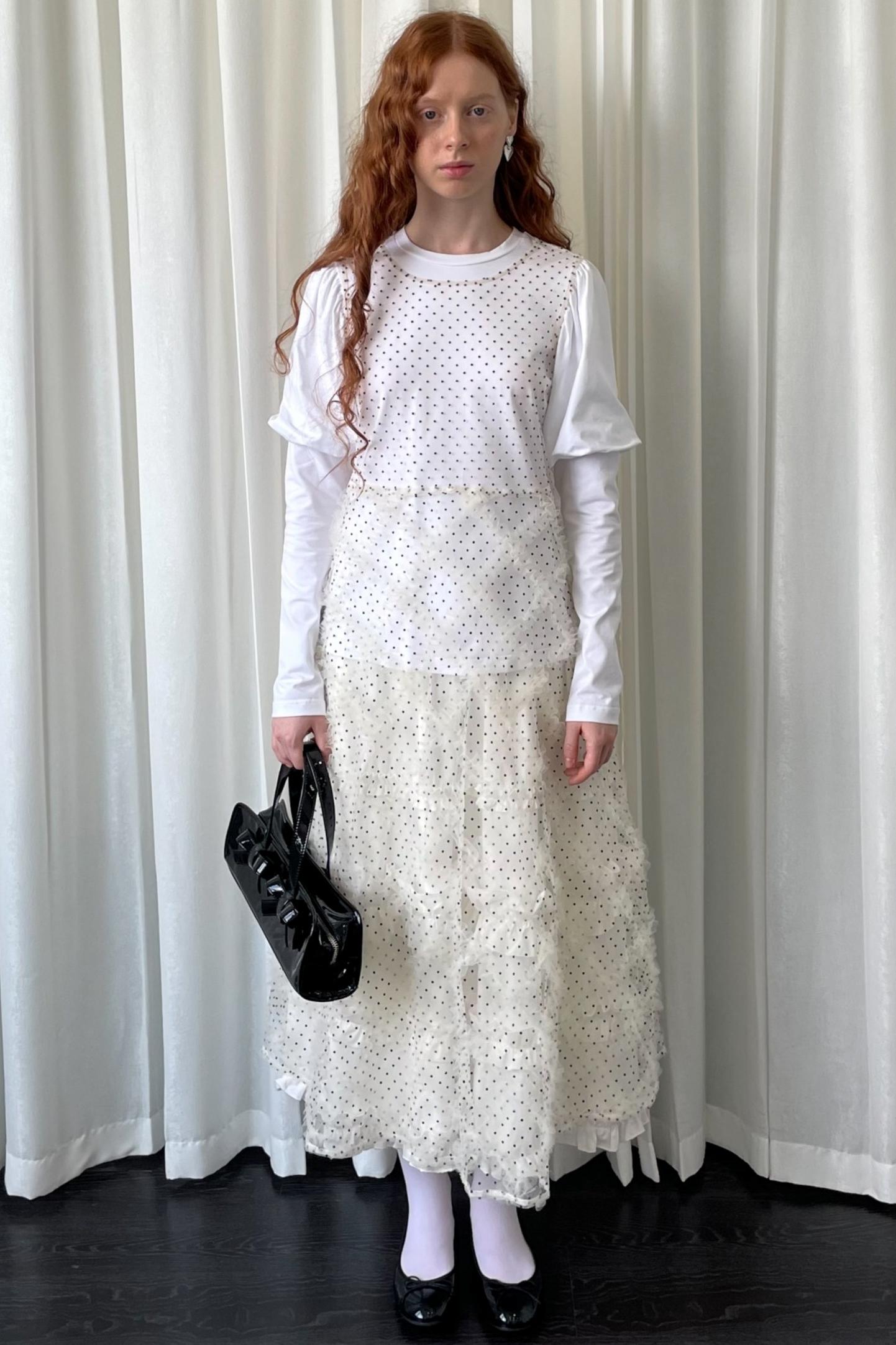 Puff Sleeve Crew Neck Long-Sleeved Top