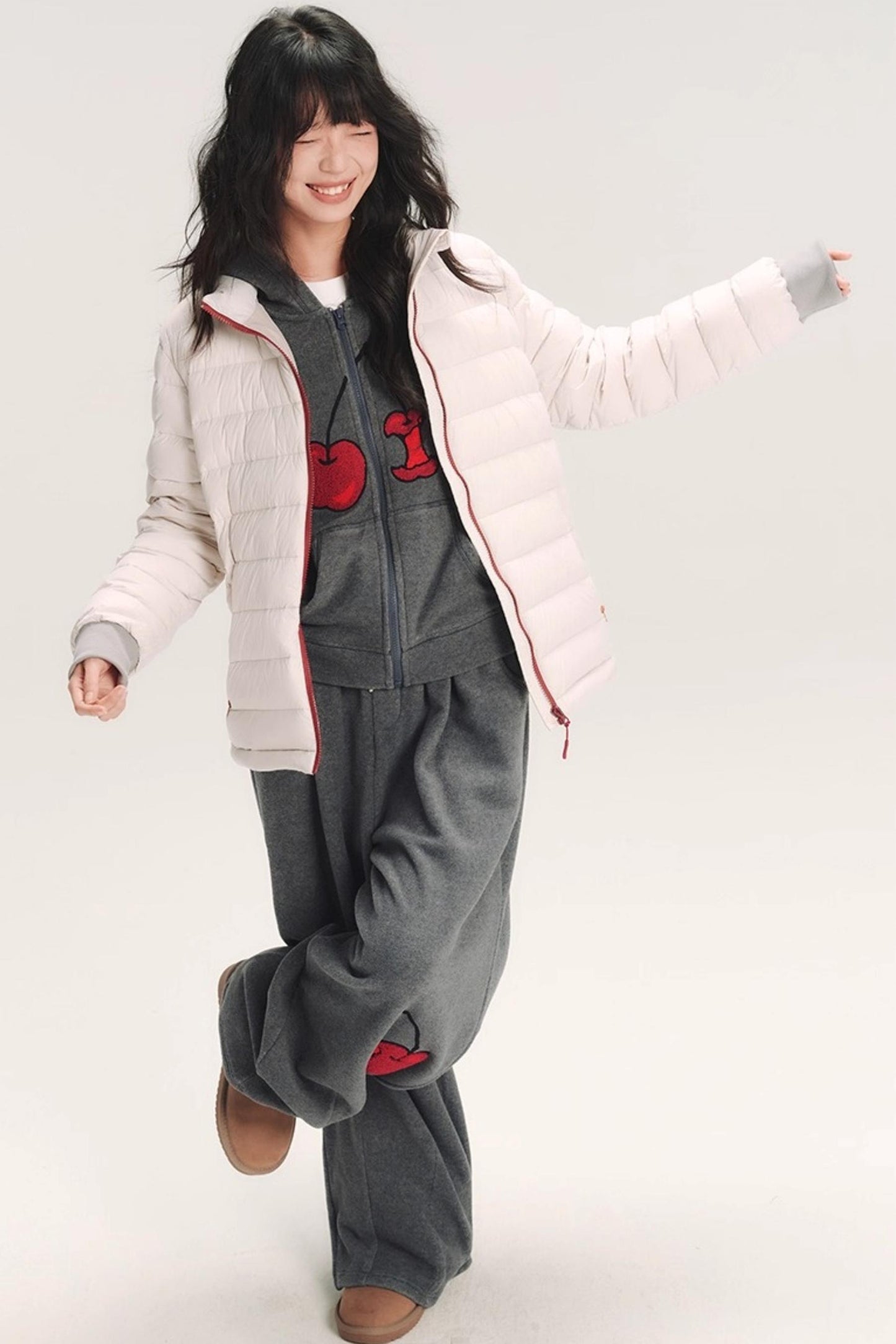 Hand-Painted Cherry Hooded Jacket