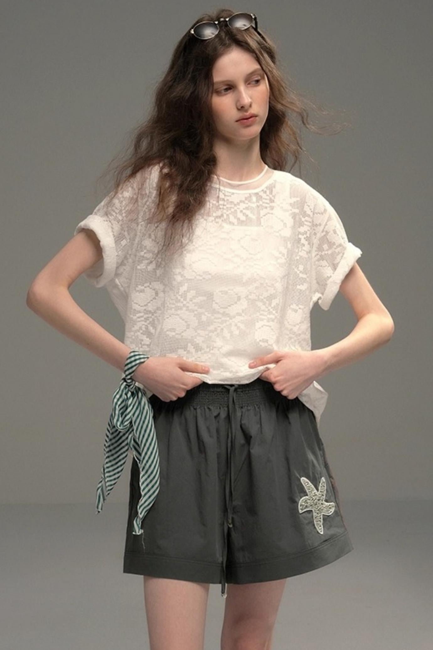 Starfish Casual Wide Drawstring Shorts