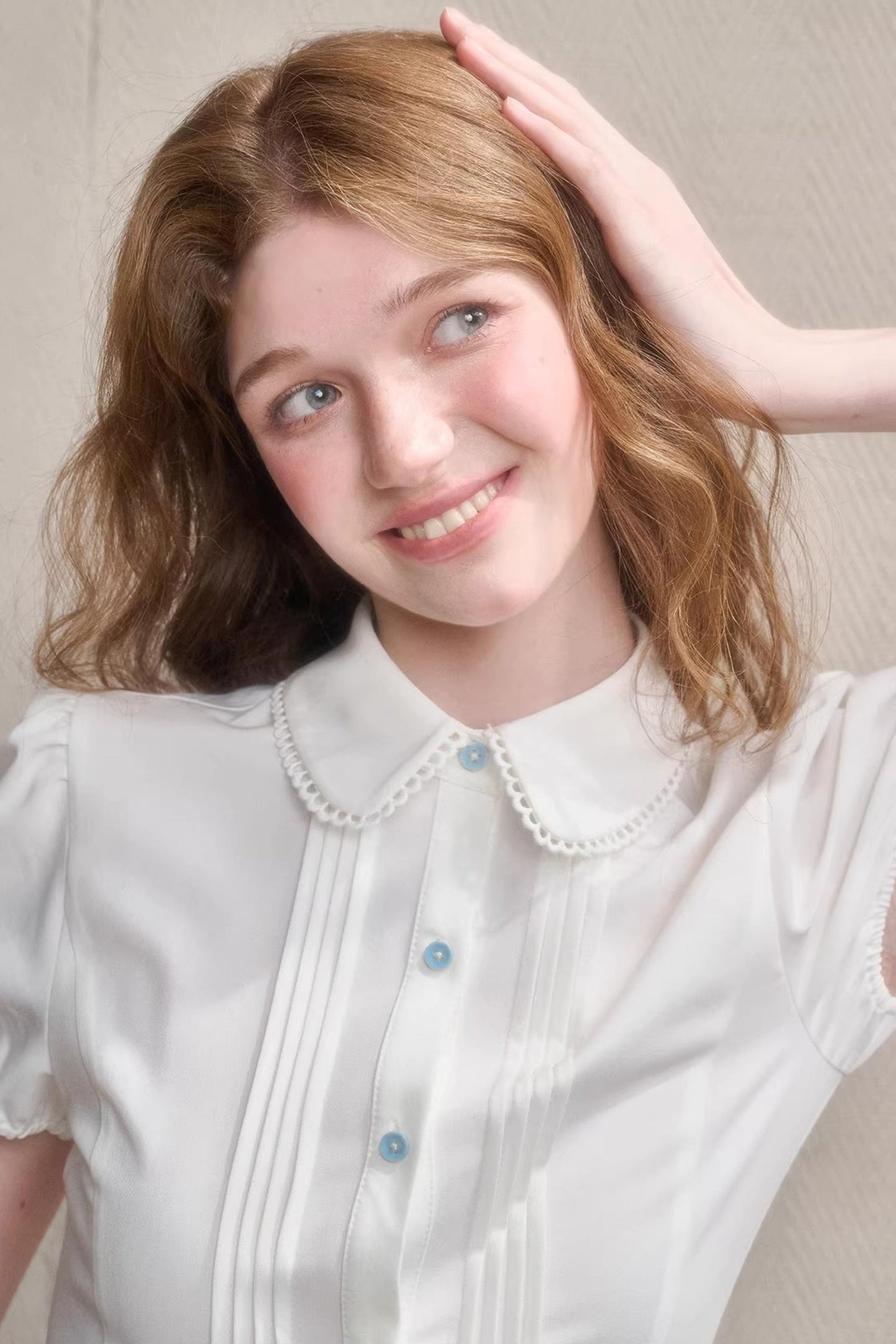 Handmade Embroidered Doll Collar Shirt