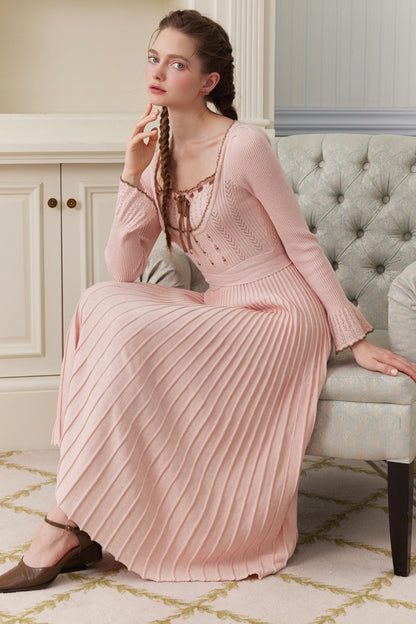 Trio French Heavy Knit Slim Long Dress