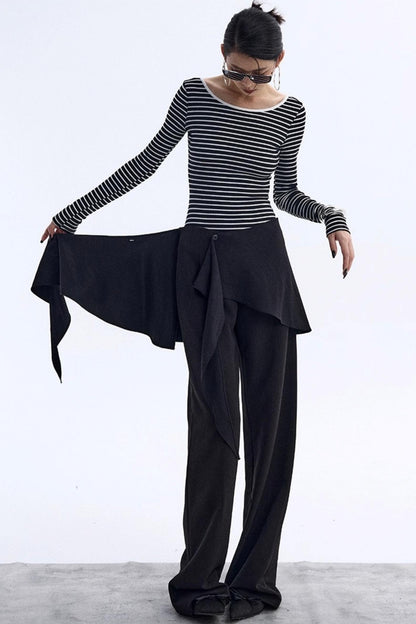 Striped Backless Jumpsuit Design Top