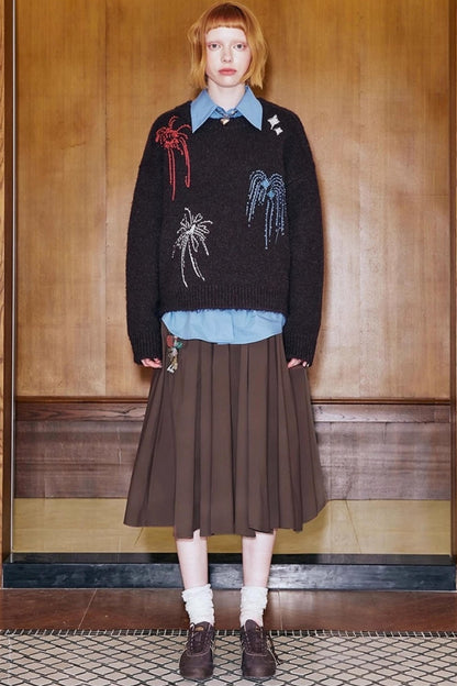 Elegant Pleated Midi Length Skirt