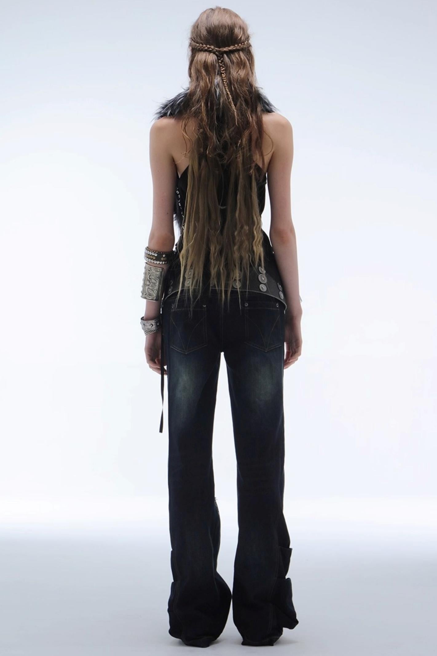 Yarn Stitched Vintage Fur Vest