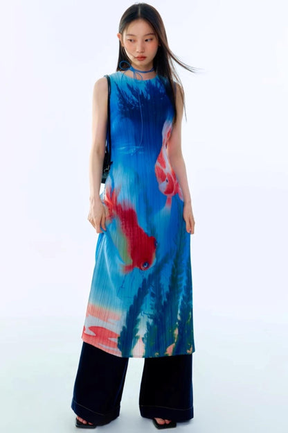 Vintage Goldfish Print Dress