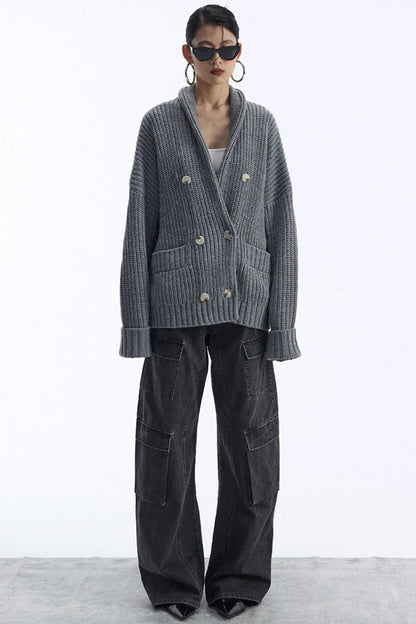 Lazy Style Large Pocket Knitted Cardigan