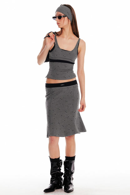 Summer Knit Suspender Skirt Set-Up