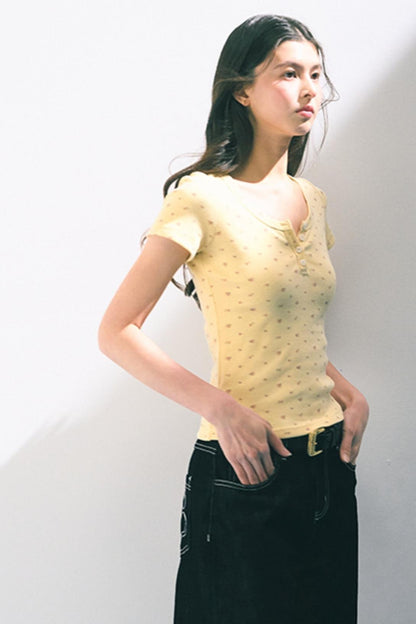 Floral Slim Fit Knit T-Shirt