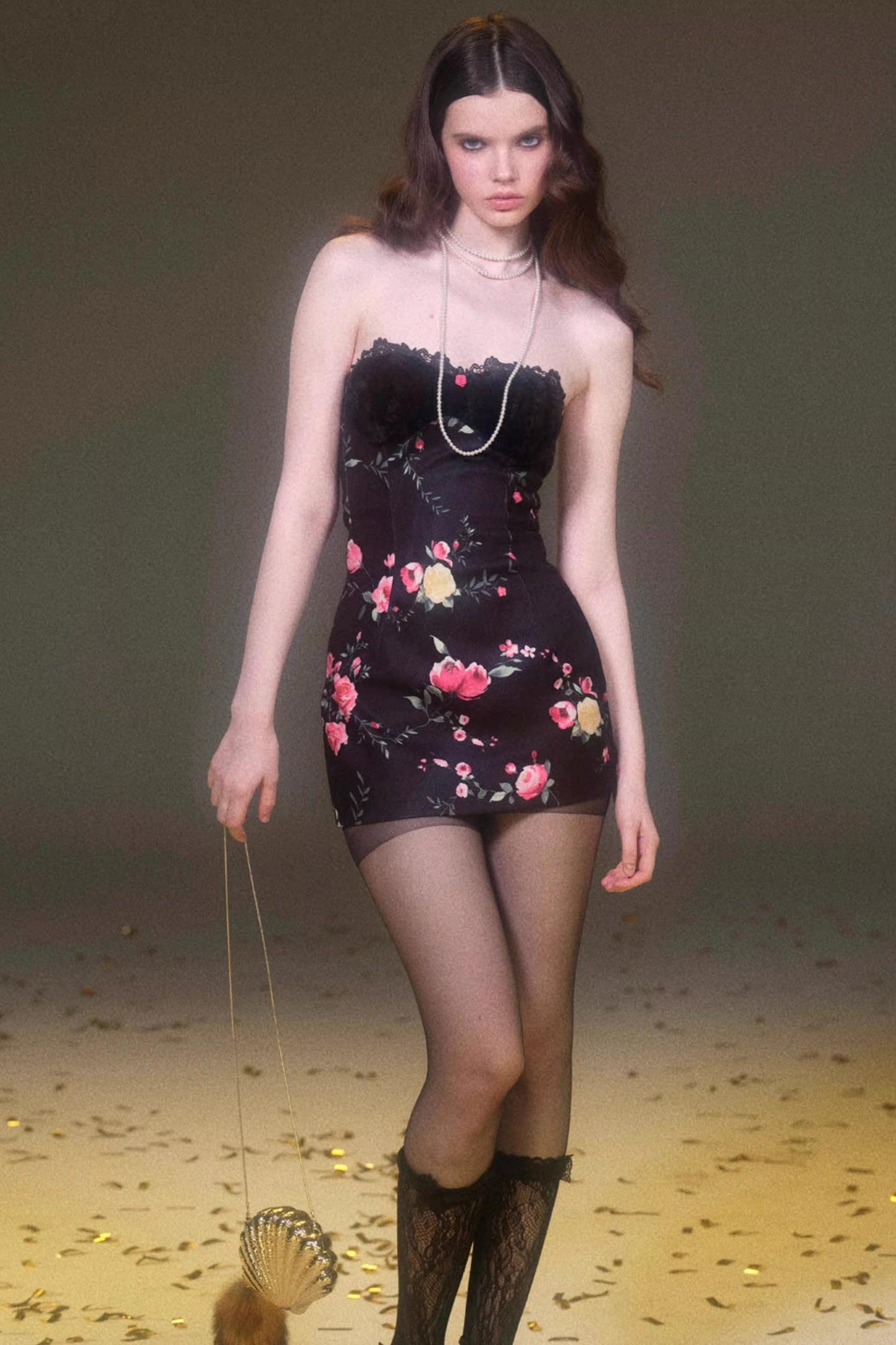 프린트 울 튜브 원피스 세트