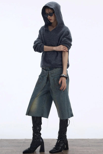 Distressed Denim Shorts