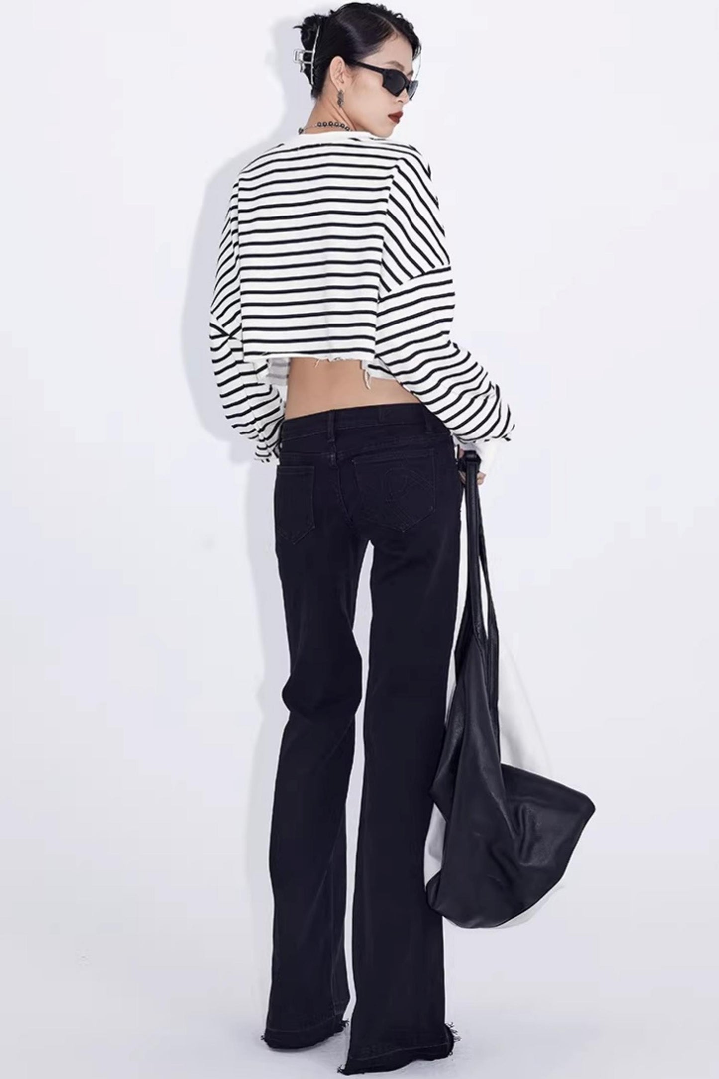 Black Rivet Flared Jeans