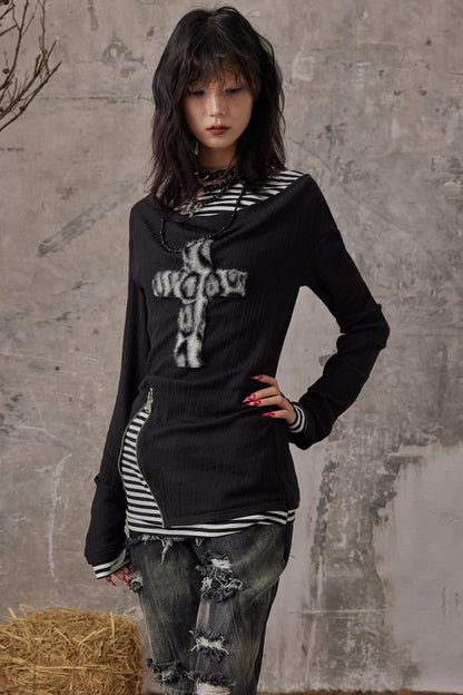 Swing Neck Knit Layer Top