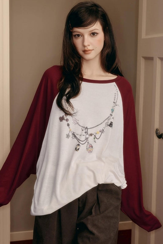 Contrasting Raglan Sleeve Top