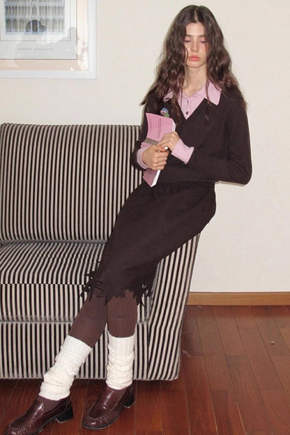 Wooden Tone Wool Skirt