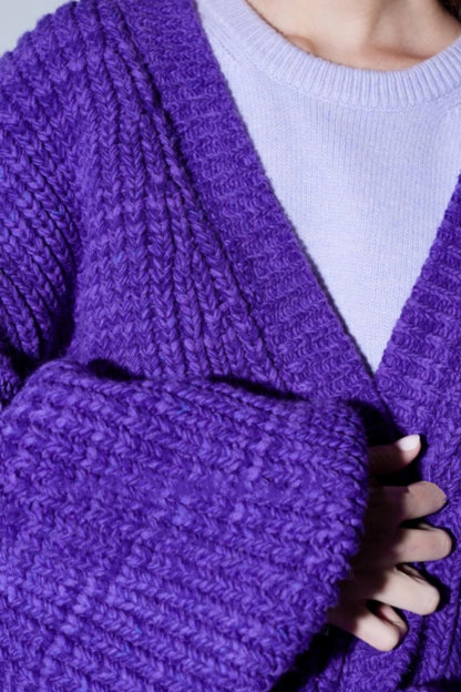 Heavyweight Two-Tone Lantern Cardigan