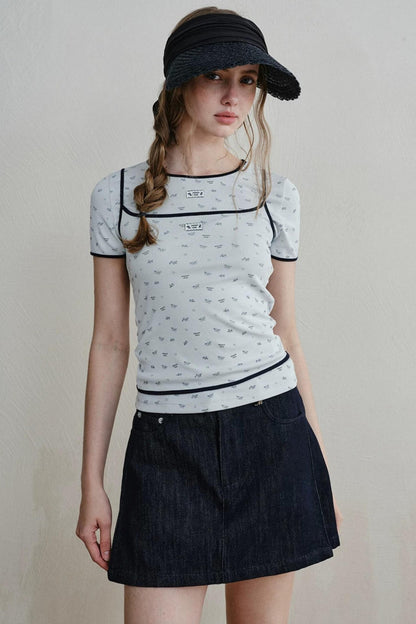 Lace-Trimmed Blueberry Two-Piece Set