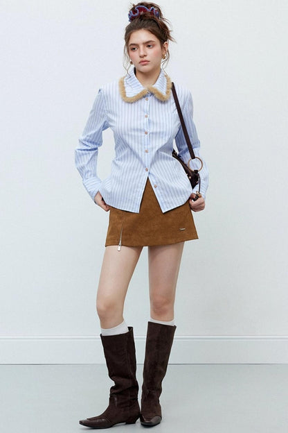 Caramel Brown Faux Suede Jacket Set-Up