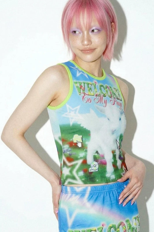 American Y2K Printed Tank Top