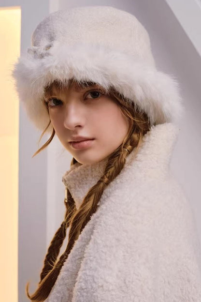 Reversible Faux Fur Beret Hat