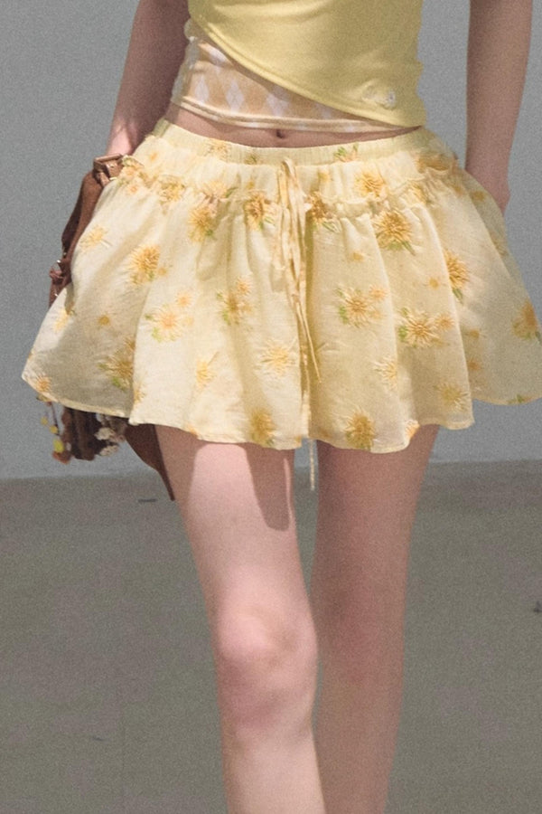 Embroidered Lyocell Puffy A-Line Skirt