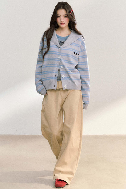 Striped Basic Cardigan Sweater