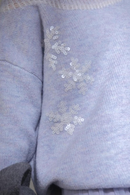 Snowflake Sequin Pullover Sweater
