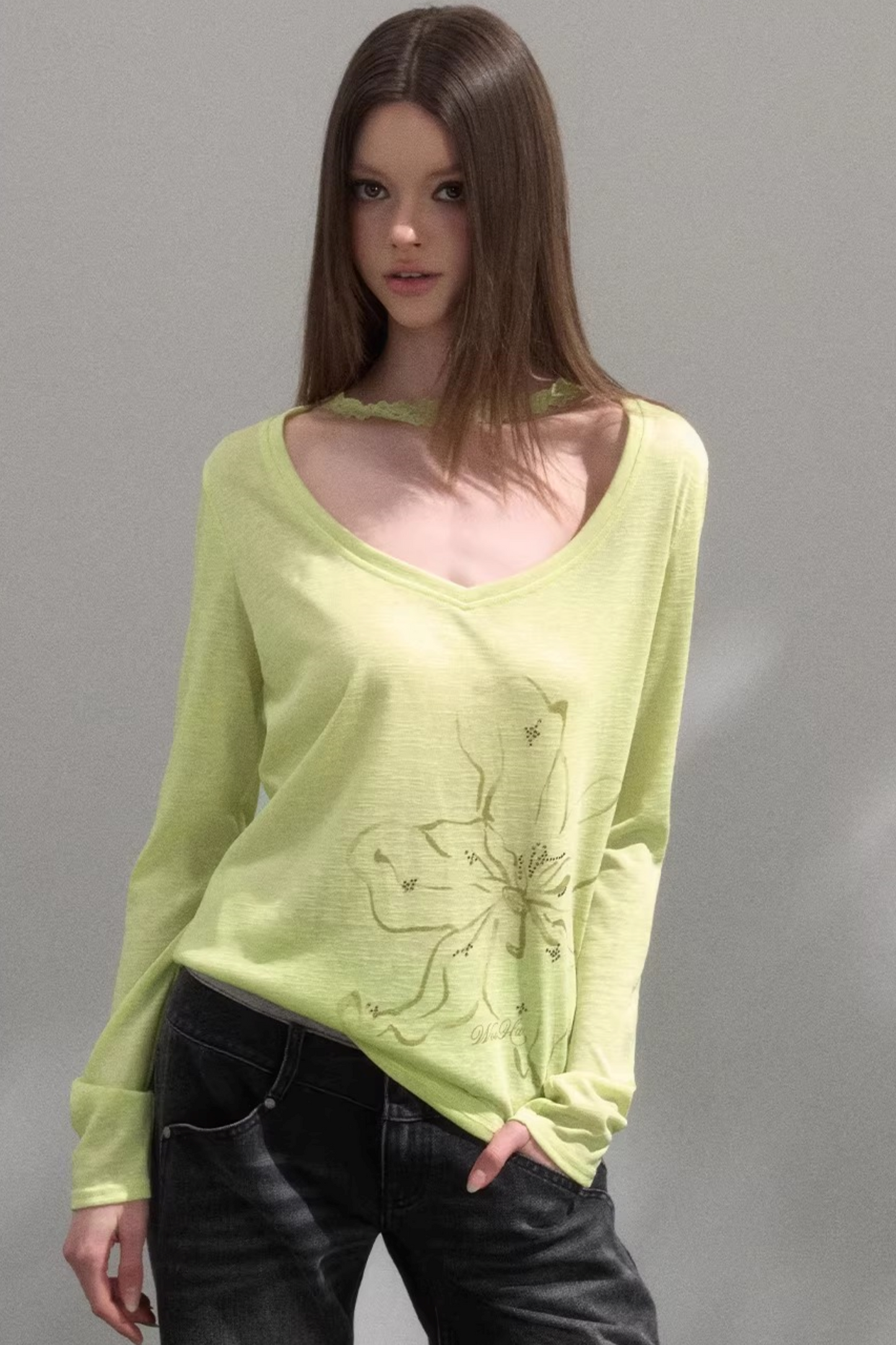 V-Neck Printed Blouse