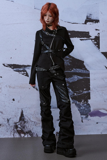 Metallic Turtleneck Knit Top