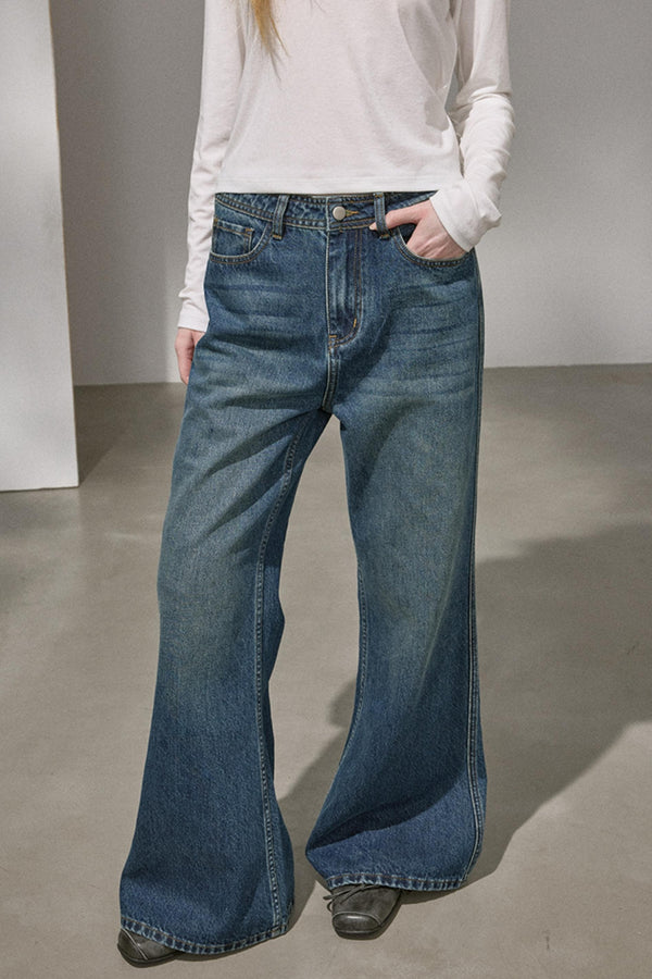 Embroidered Flared Denim Pants