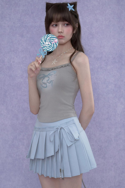 Two-Tone Pleated Skirt Set-Up
